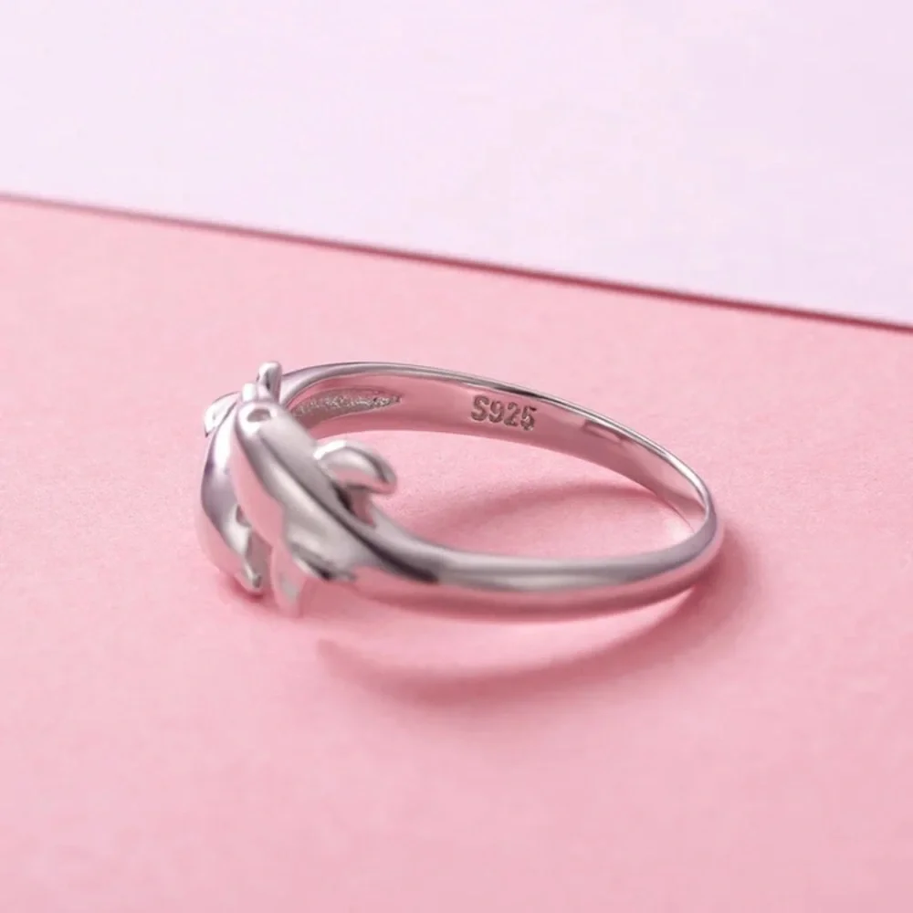 🌟 Double Dolphin Adjustable Ring